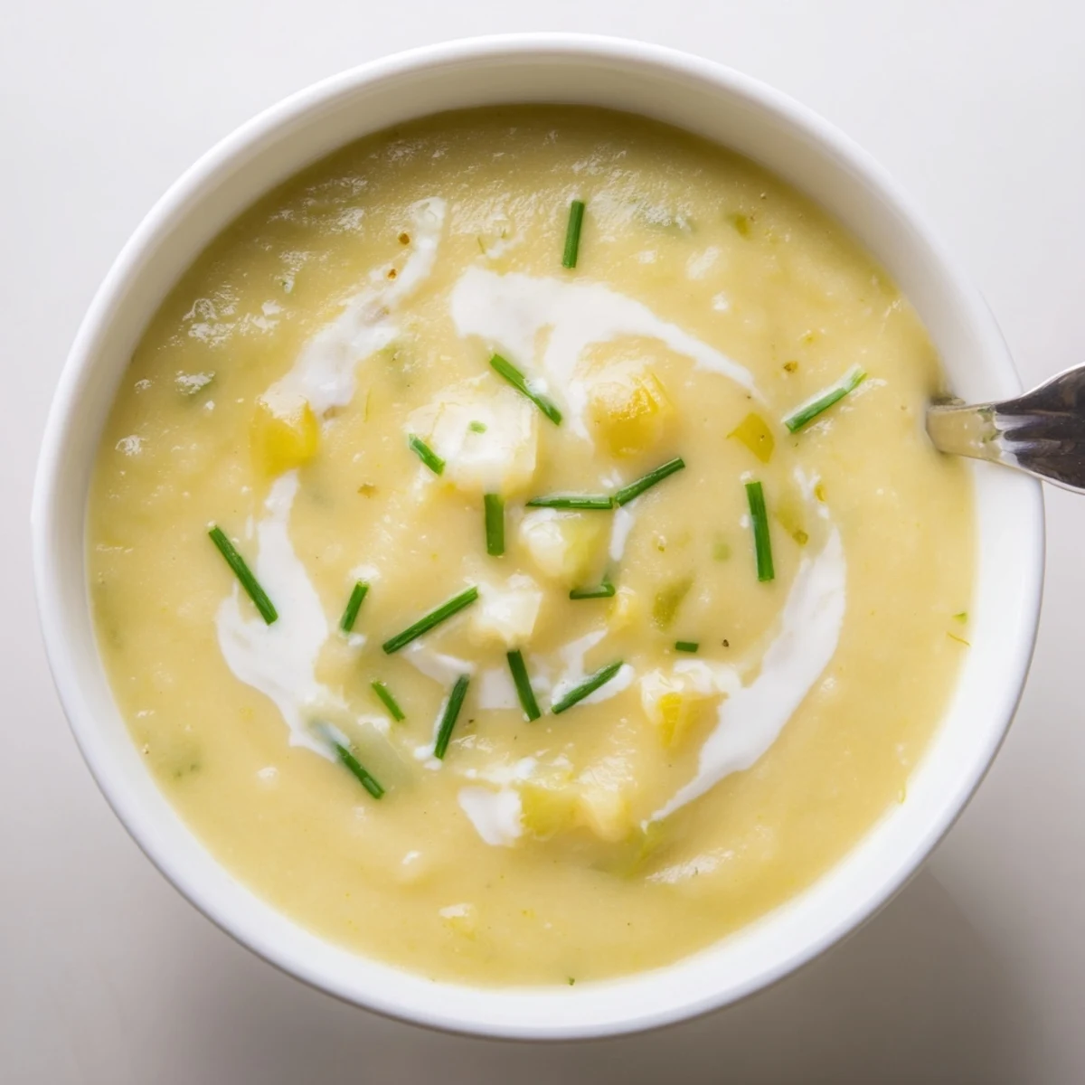Creamy Potato Leek Soup simmering in a pot, perfect for chilly evenings with loved ones.