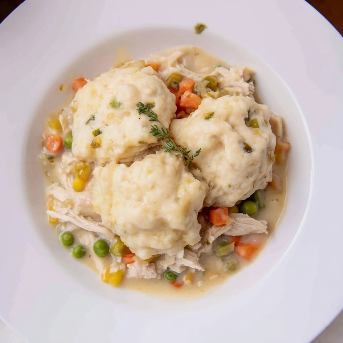 Deliciously creamy Chicken and Dumplings Casserole with fluffy dumplings, perfect for a cozy, comforting supper.