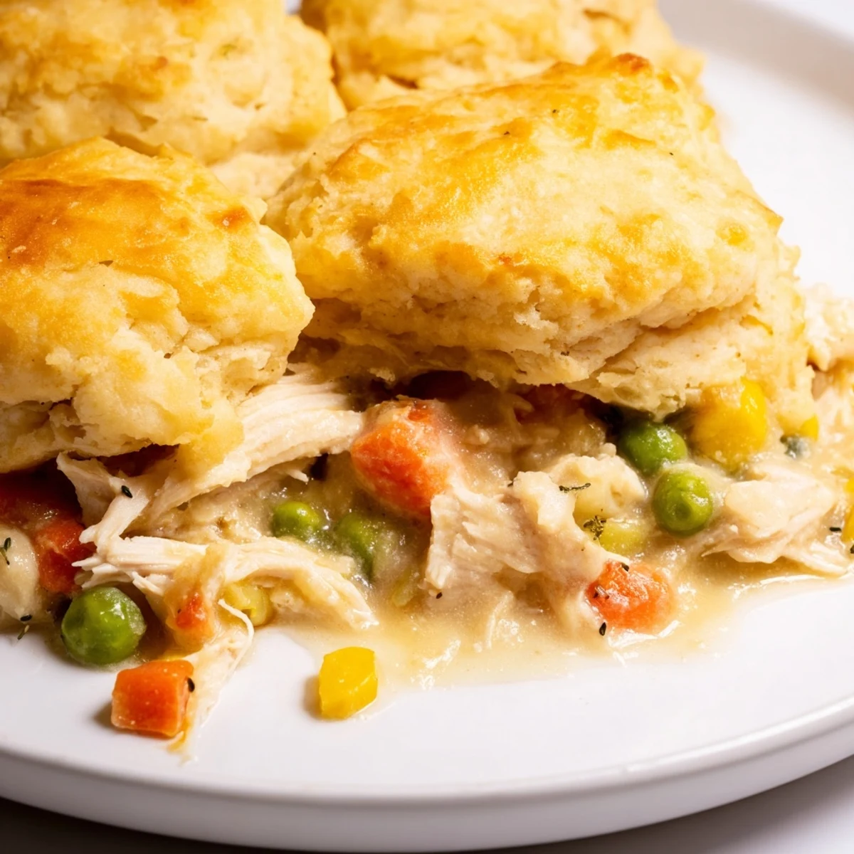 Hearty Chicken and Dumplings Casserole: a home-cooked meal full of tender chicken, vegetables, and savory flavor.