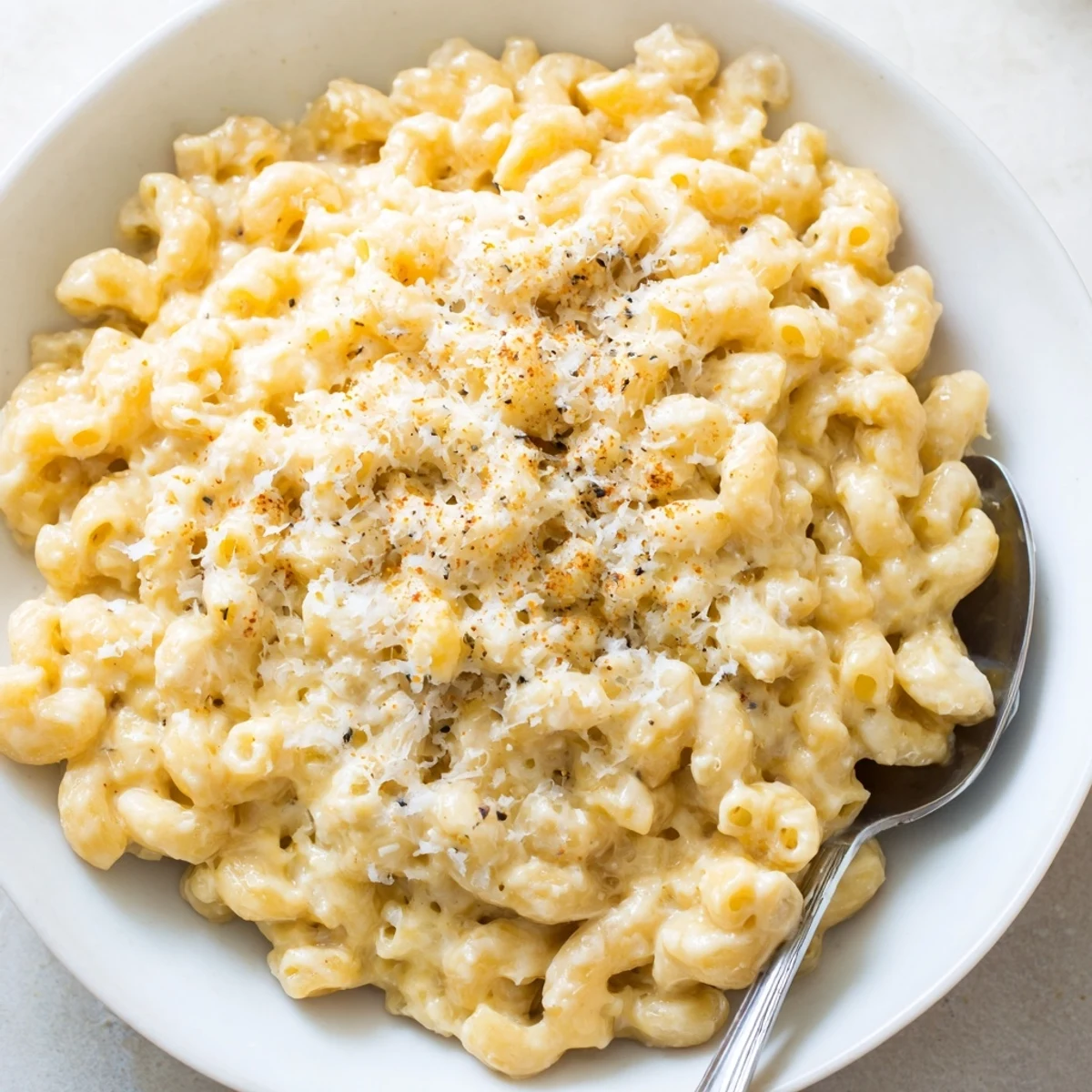 Steaming hot mug mac & cheese, a single serving of cheesy comfort, ready in minutes.