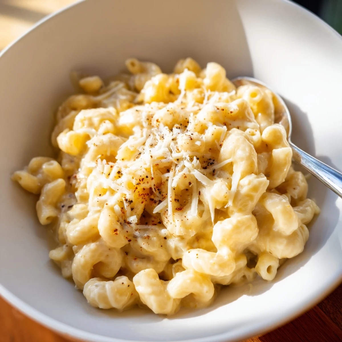Golden, bubbly mug mac & cheese with a sprinkle of paprika, perfect for a quick lunch.