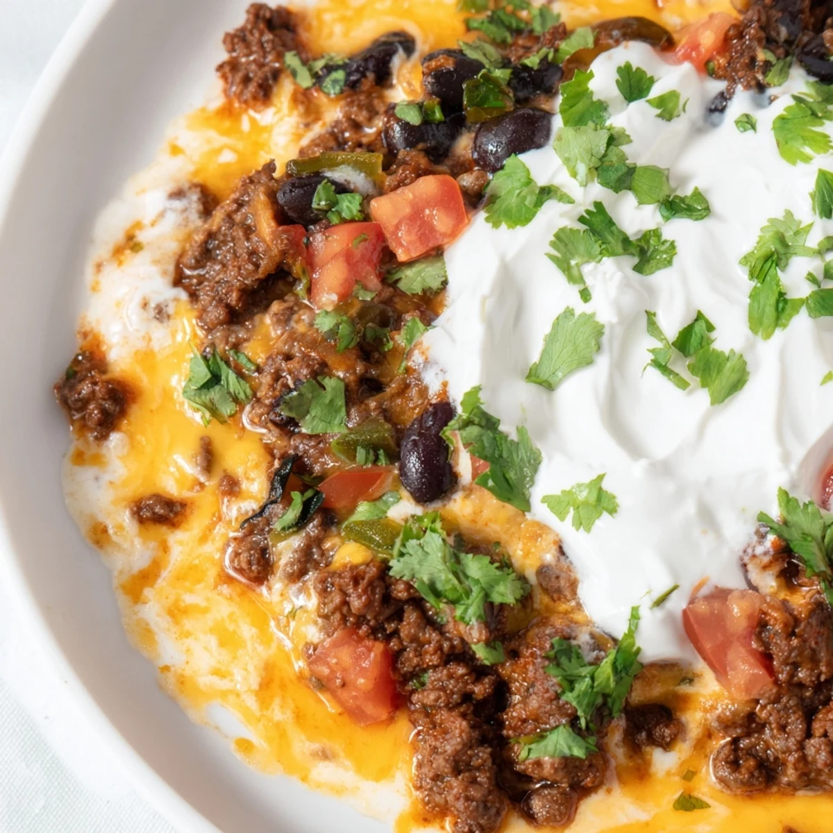 A steaming bowl of Slow Cooker Cream Cheese Taco Dip, ready to be scooped with crispy tortilla chips.