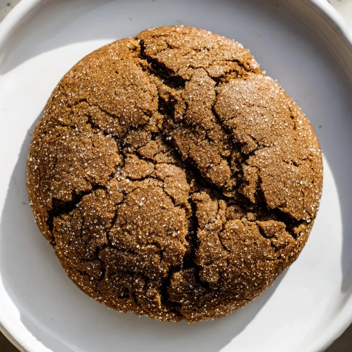Plate of festive Express Gingerbread Latte Cookies with a dusting of sugar, ready for serving during the holidays.