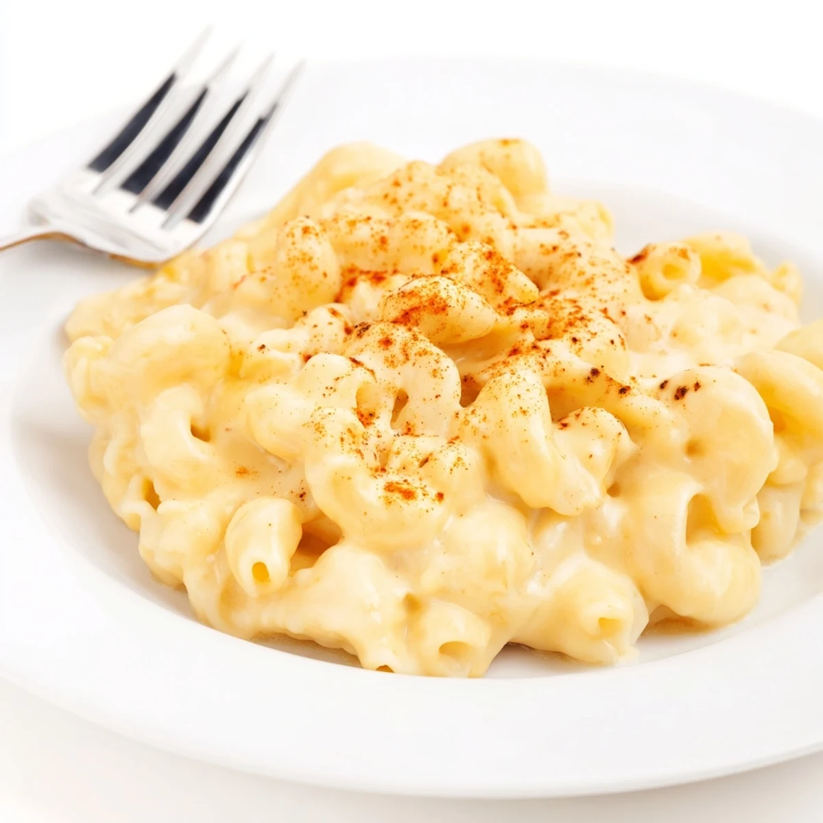 A comforting bowl of Easy Tinis Mac & Cheese, with melted cheese and perfectly cooked macaroni.
