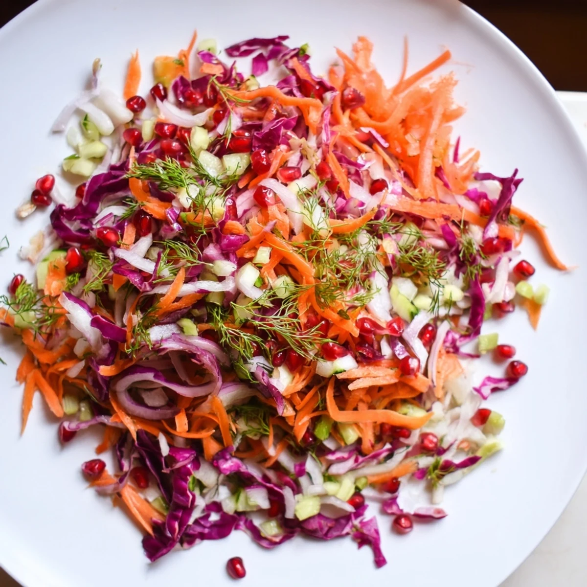 Vibrant Shirazi-Inspired Winter Slaw, a colorful & crunchy salad with a bright lemon-herb dressing.