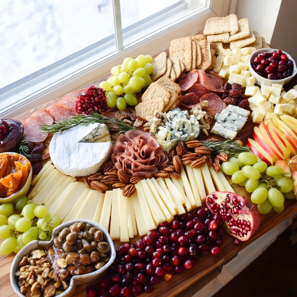 A beautifully arranged Winter Wonderland Grazing Tray, perfect for holiday entertaining, with a lovely assortment.