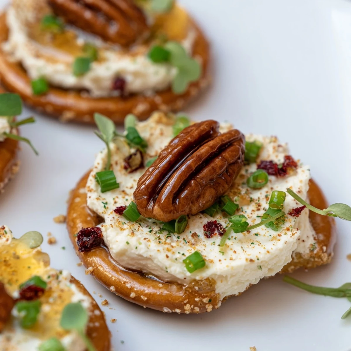 Rocket Fuel New Year's Eve Treats showcase creamy cream cheese bites topped with pecans and spicy jalapeño.