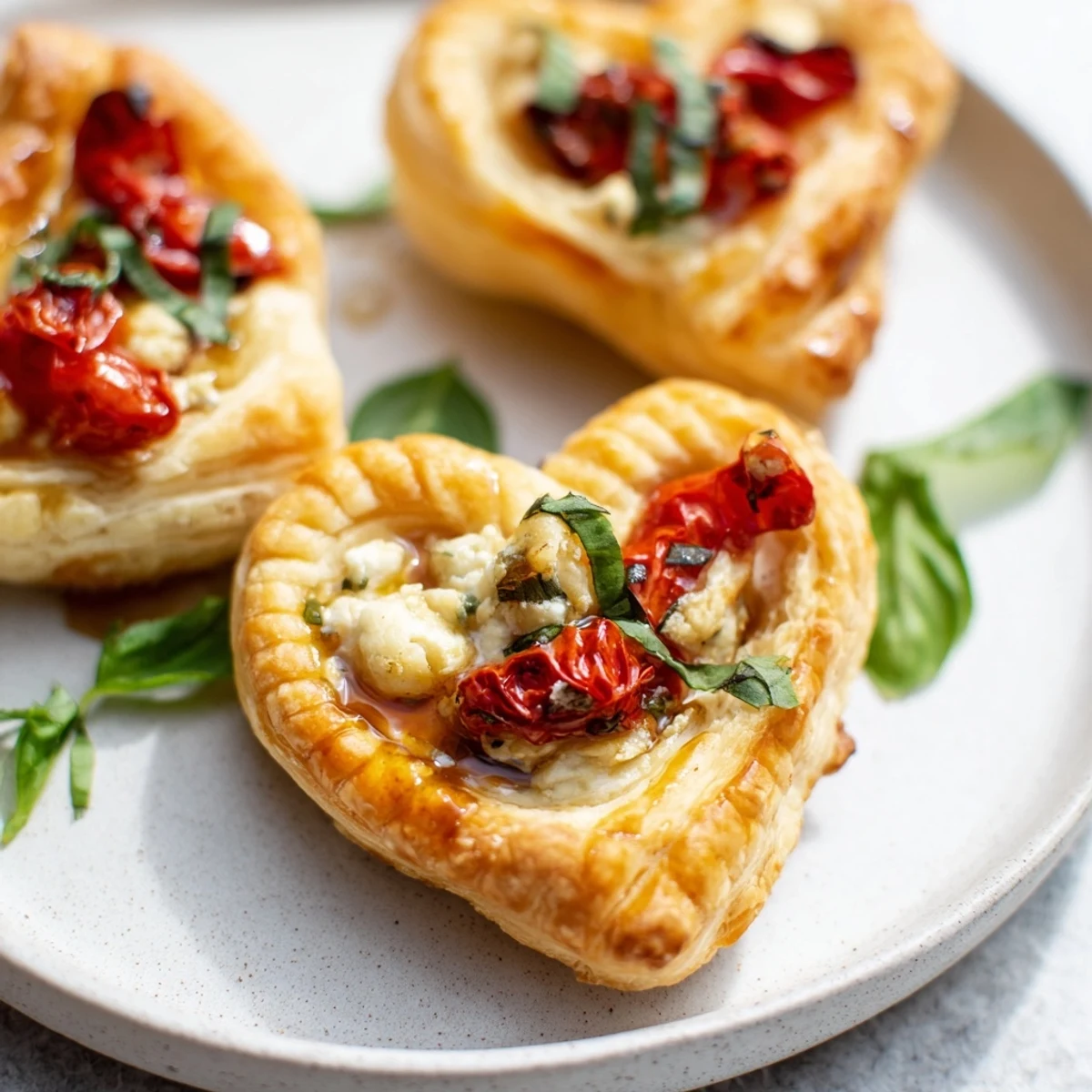 Delicate, heart-shaped Cœurs Entrelacés pastries, warm and inviting, ready to be shared as a romantic appetizer.