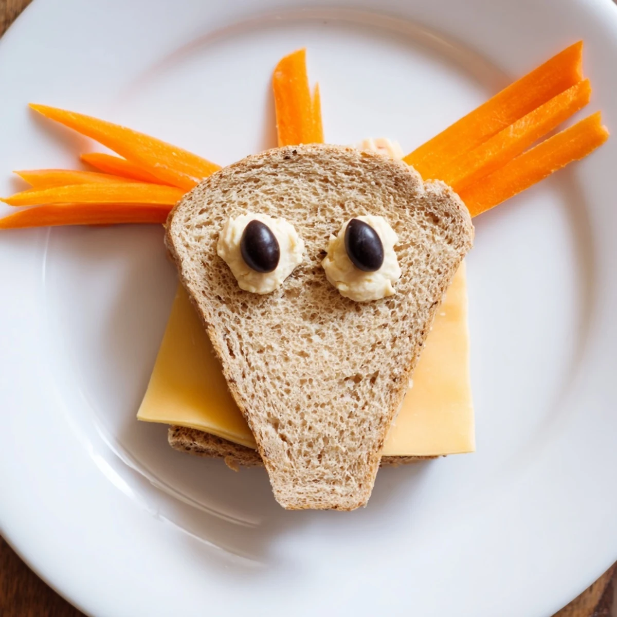 Adorable Horse Head sandwich cutouts, perfect for lunch, with olive eyes and carrot mane detail.