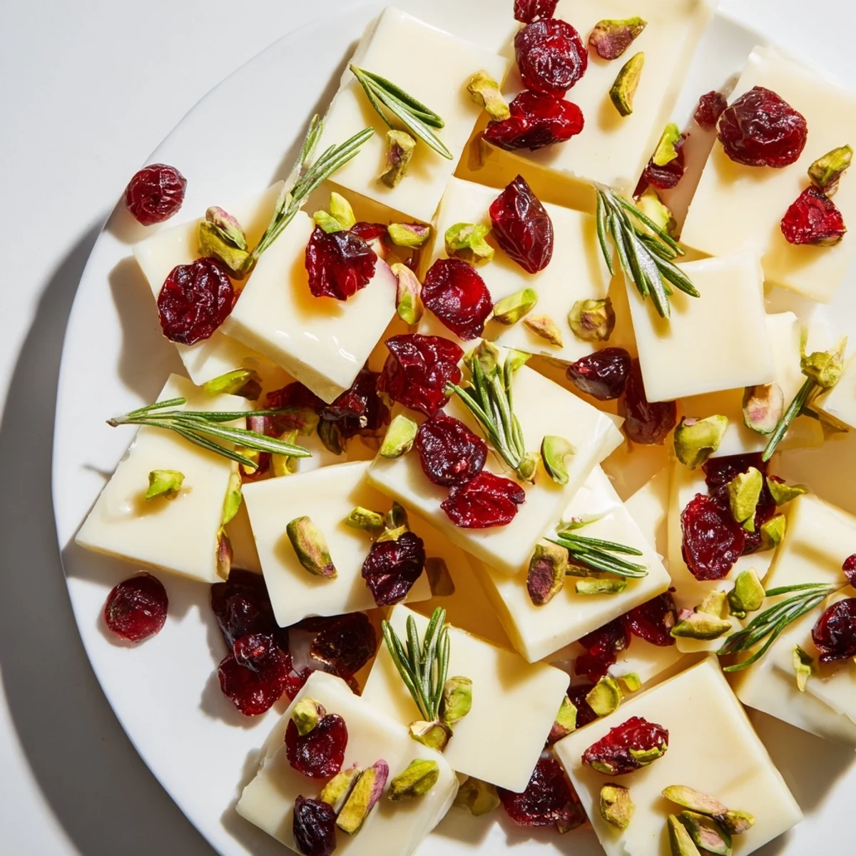 Vibrant photo shows the finished Cranberry White Cheddar Tree, a beautiful appetizer perfect for parties.