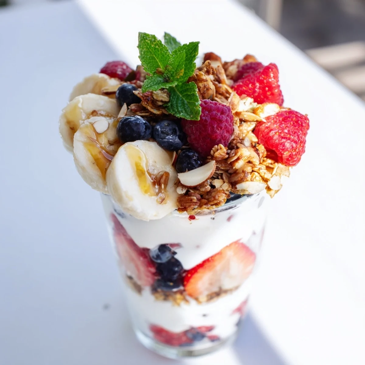 Creamy yogurt and crunchy granola layered in gorgeous glasses makes these Yogurt and Granola Parfaits.