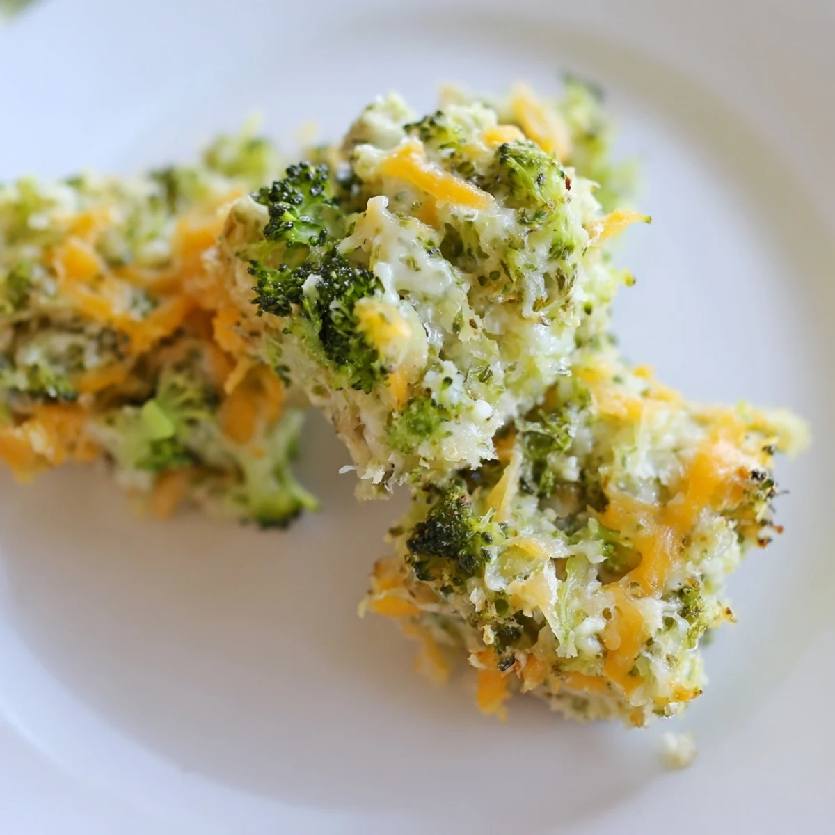 Steaming, golden Cheesy Broccoli Casserole Bites with melted cheese and delicious, soft broccoli florets.