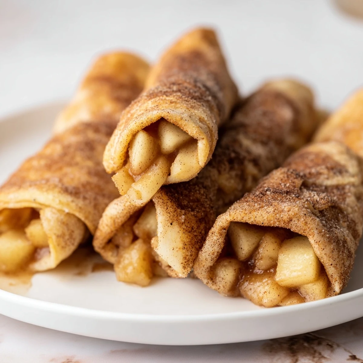 Golden-brown Apple Pie Roll-Ups fresh from the oven, ready to be served with ice cream.