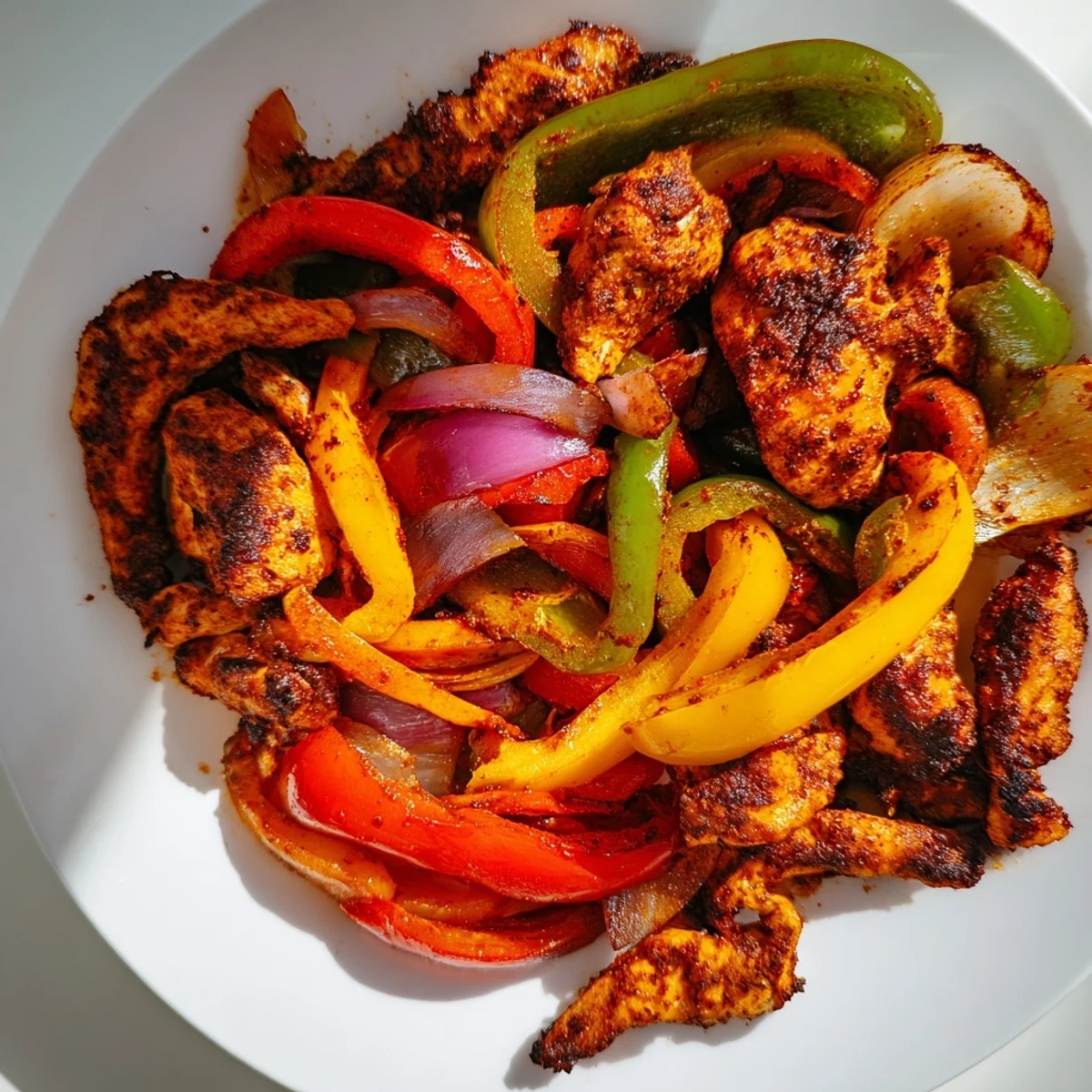 Scrumptious chicken fajita sheet pan sizzling with spices, providing a delightfully easy Tex-Mex dinner idea.