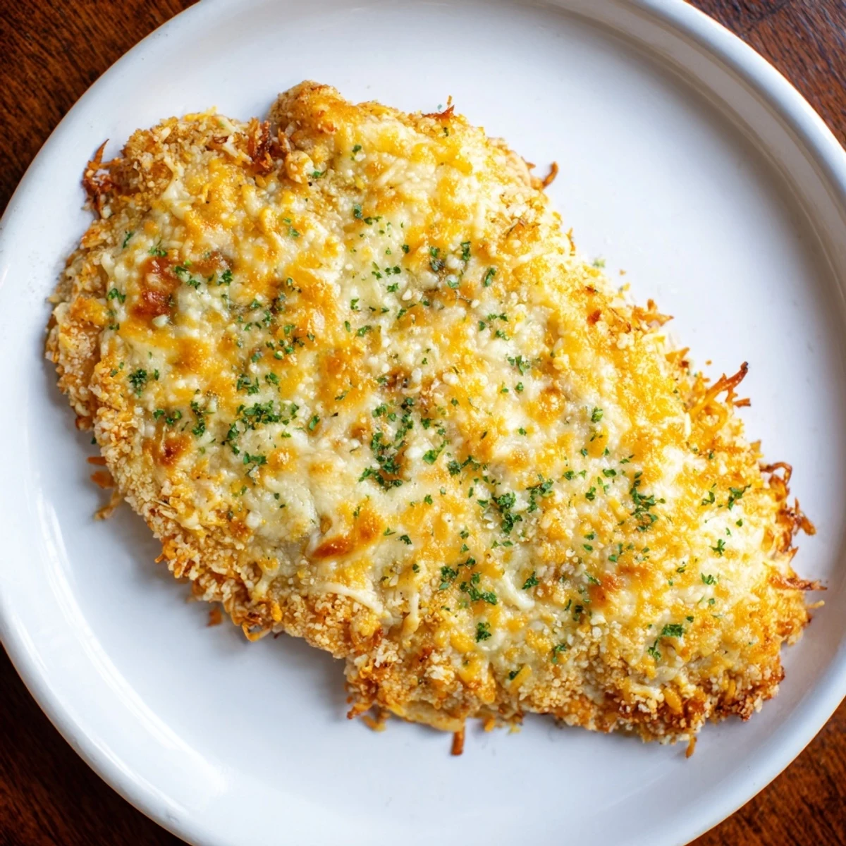 Flavorful Cheesy Baked Chicken Breast with perfectly cooked chicken, topped with golden, cheesy breadcrumbs.