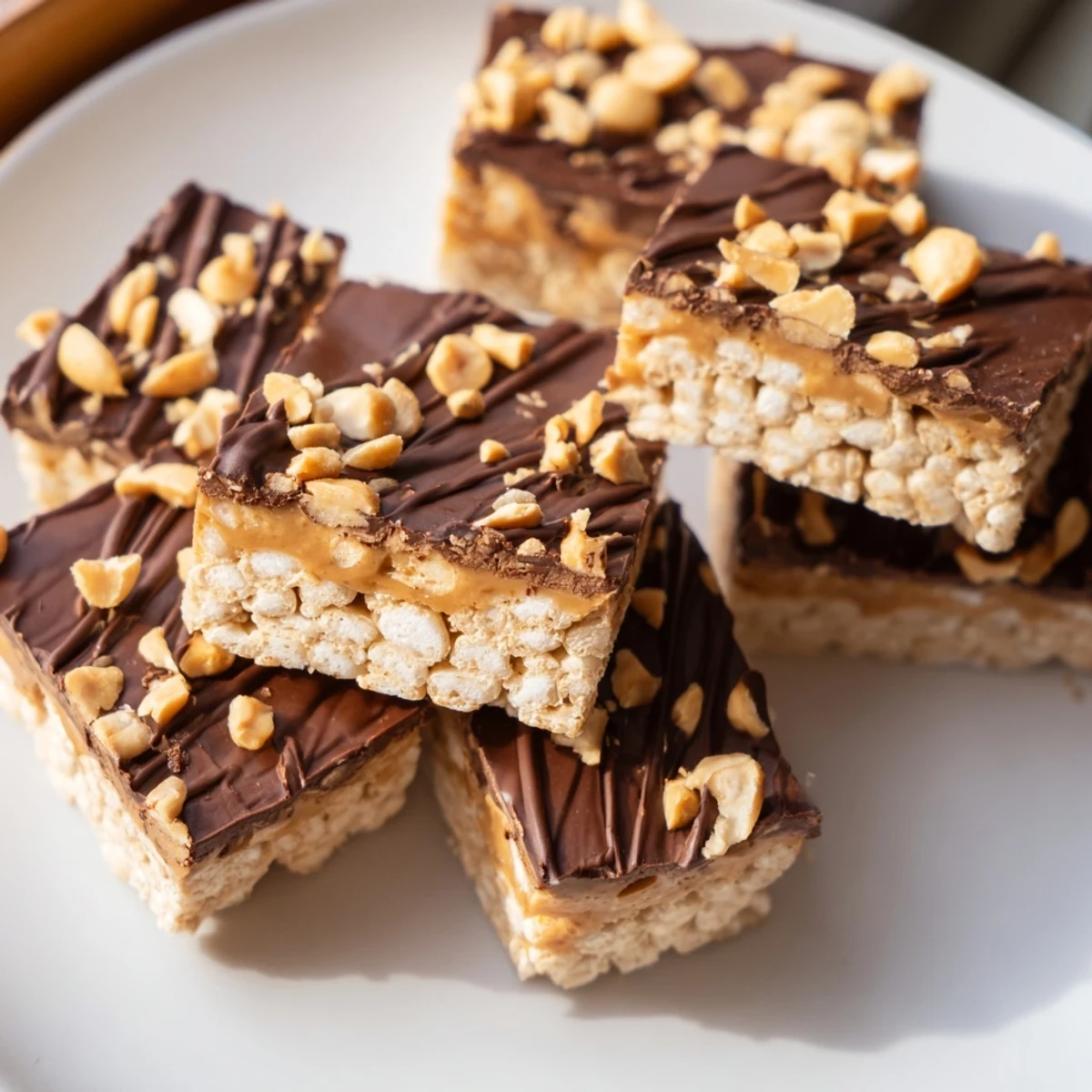 Sweet and salty Peanut Butter Chocolate Rice Cakes, ready to eat after freezing provide a satisfying snack.