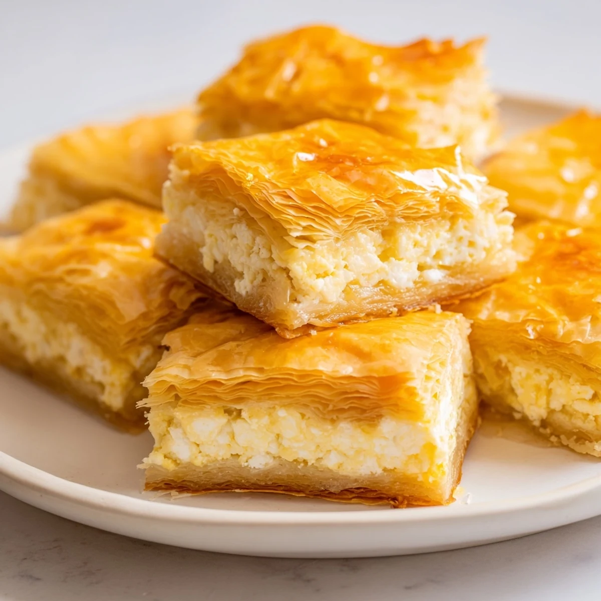 Enjoy warm slices of Serbian Gibanica; a Balkan cheese pie perfect for appetizers and gatherings.