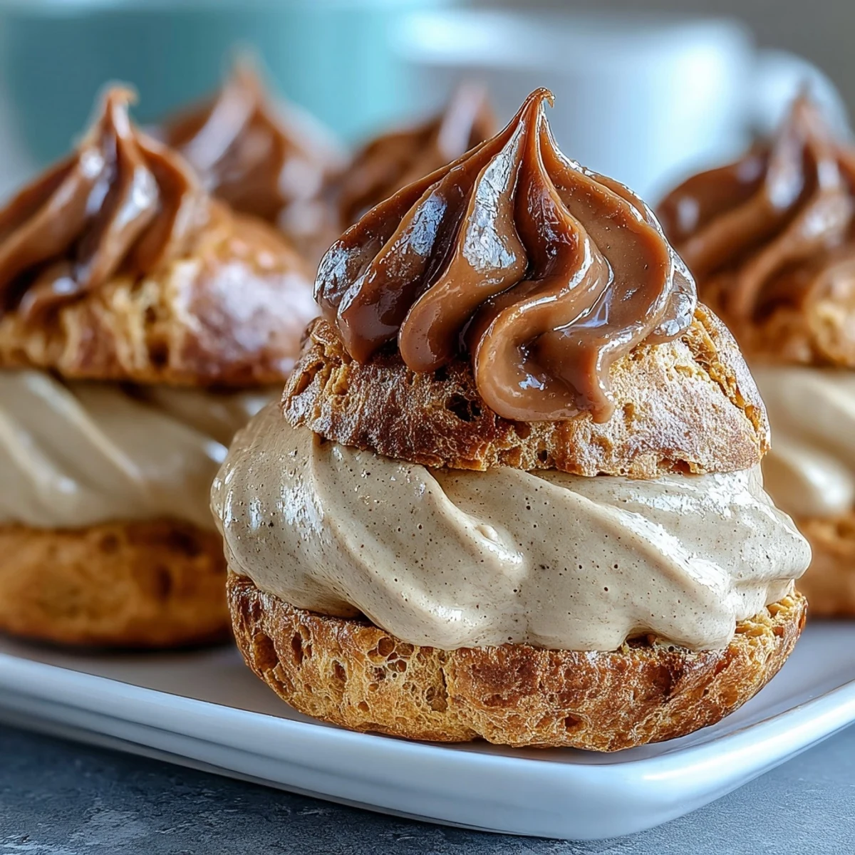 Silky hojicha pastry cream in a pastry bag, ready to pipe into cream puffs for a nutty, aromatic dessert filling.  