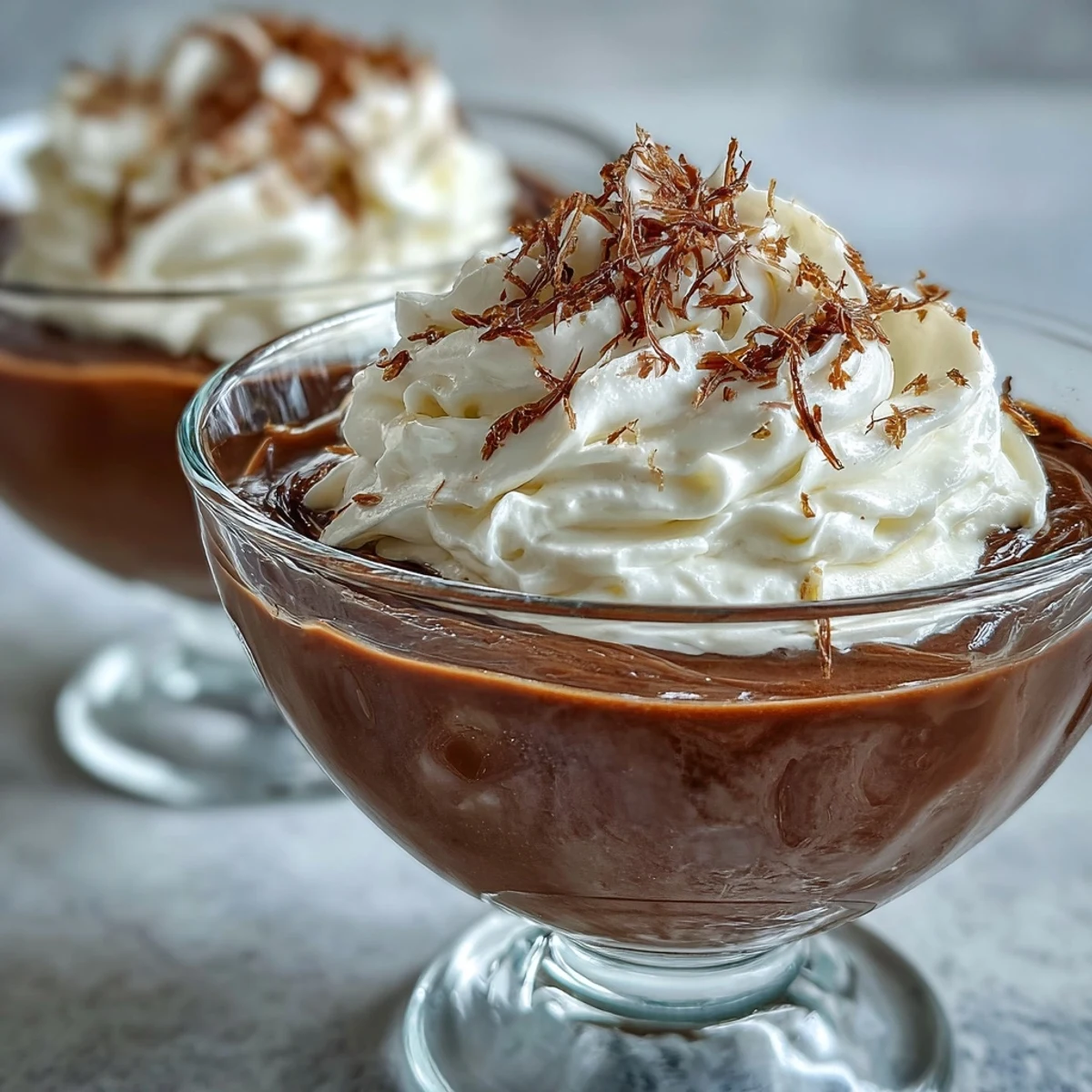Rich and smooth hojicha-infused custard pudding topped with a dollop of whipped cream and a sprinkle of roasted tea leaves.