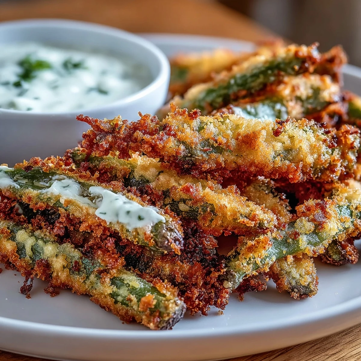Air fryer green bean fries with Parmesan coating, perfectly crisp, paired with a zesty homemade ranch yogurt dip.  
