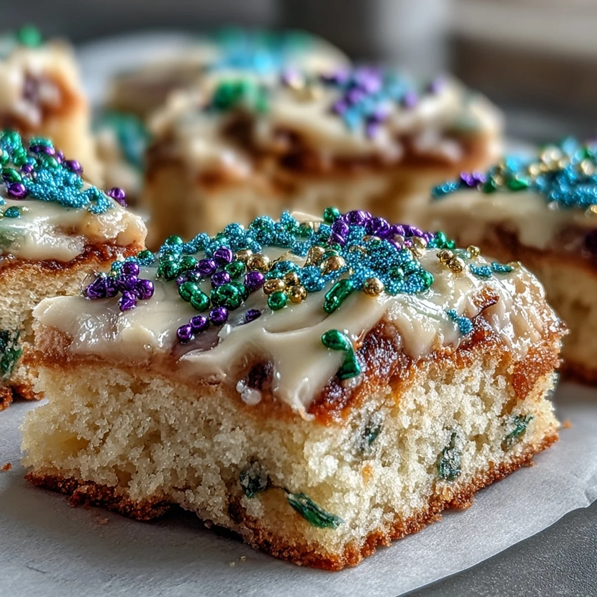 King Cake Sugar Cookie Bars