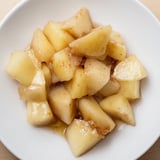 Warm slow cooker stewed apples, a comforting blend of sweet apples, cinnamon, and honey.