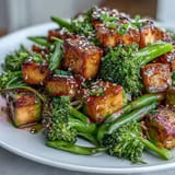 Colorful Asian-inspired tofu stir-fry featuring tender-crisp vegetables and savory teriyaki glaze, perfect for a quick vegan dinner.  