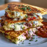 Golden, crispy mini quesadilla triangles oozing with melted cheddar and mozzarella, served with a vibrant fresh tomato salsa.