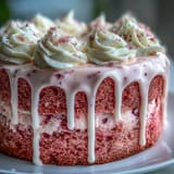 This Bridal Shower Rosé Velvet Cake features delicate pink layers and a luxurious cream cheese frosting.