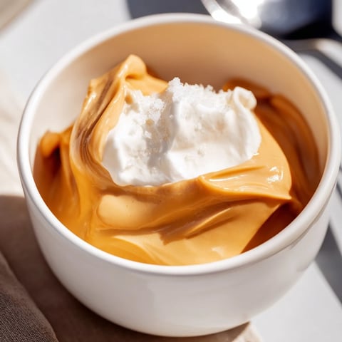 Delicious classic butterscotch pudding topped with whipped cream and a drizzle of caramel.  
