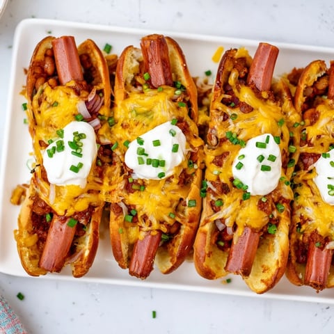 Steaming hot Chili Dog Casserole, bubbly cheese topping a hearty, family-favorite meal.
