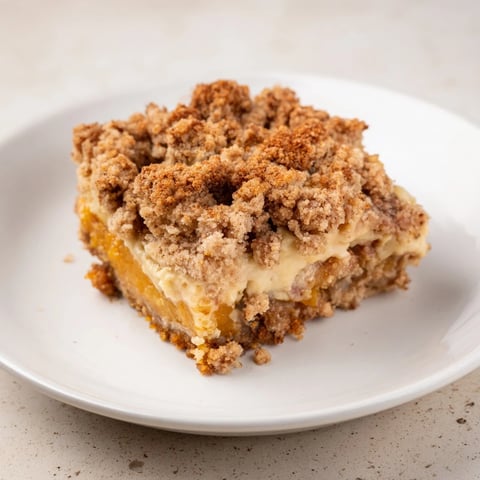 Golden-brown pumpkin crisp, a comforting dessert with a buttery crumble topping, ready to serve.