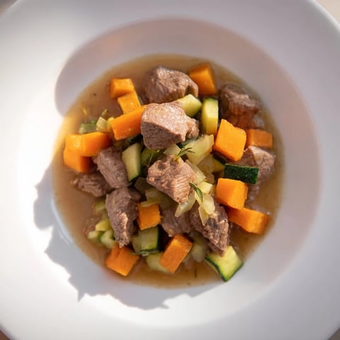 Tender Sweet Lamb Platter for Baby, a colorful stew featuring soft diced lamb and vegetables.