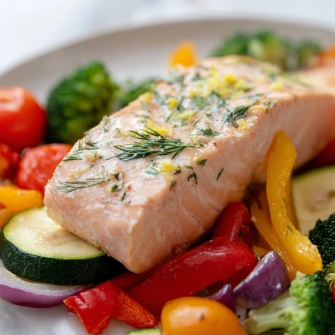 Golden-brown Salmon Sheet Pan Bake with roasted vegetables, a healthy and delicious dinner.