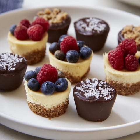 These charming mini dessert bites include rich chocolate tarts, perfect for a party spread.