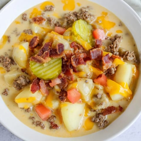 Cozy Crockpot Cheeseburger Soup