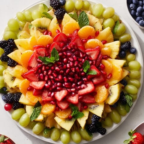Fresh Pomegranate Starburst Platter with vibrant colors, ideal for a refreshing, healthy snack.
