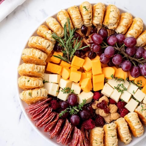 A stunning image of the Ouroboros Circle appetizer, a delicious ring of food with a cracker head and fruit tail.