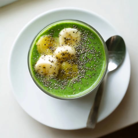 A tall glass of vibrant green Spinach-Hidden Smoothie, creamy and frothy, with a tropical scent of mango and pineapple.