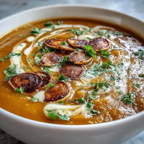 Velvety butternut squash soup, perfect for a cozy, flavorful winter meal.