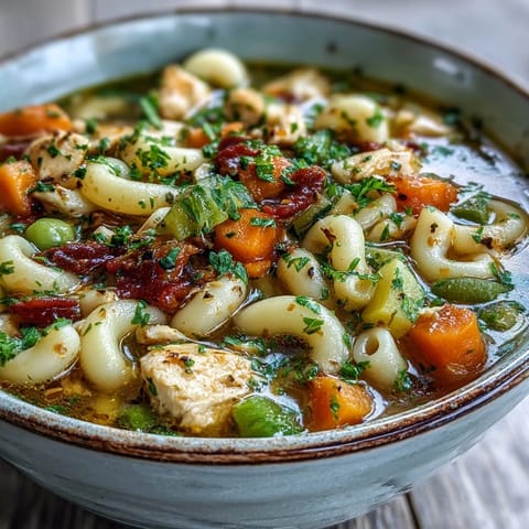 Pasta Soup With Chicken Vegetables