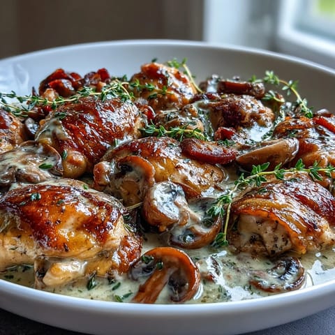 A vibrant French-inspired Coq au Vin Rosé served over buttered potatoes, with golden chicken and a glossy pink pan sauce.  