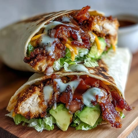 Golden-brown crispy chicken, crunchy bacon strips, melted cheddar, and fresh lettuce tucked inside a warm toasted flour tortilla.