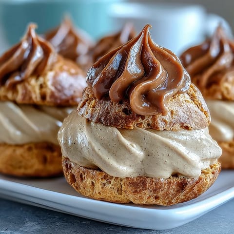 Silky hojicha pastry cream in a pastry bag, ready to pipe into cream puffs for a nutty, aromatic dessert filling.  