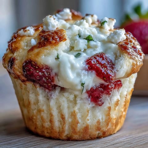 Soft and fluffy strawberry Greek yogurt muffins bursting with sweet fruit flavor, ideal for brunch gatherings or meal prep.