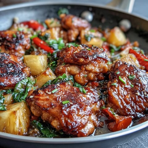 Sticky honey garlic chicken skillet