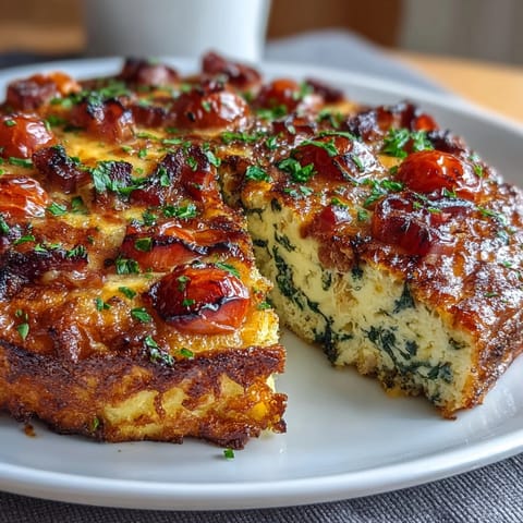 A golden, fluffy one-pan ham and cheese frittata baked with eggs, veggies, and melty cheddar cheese.