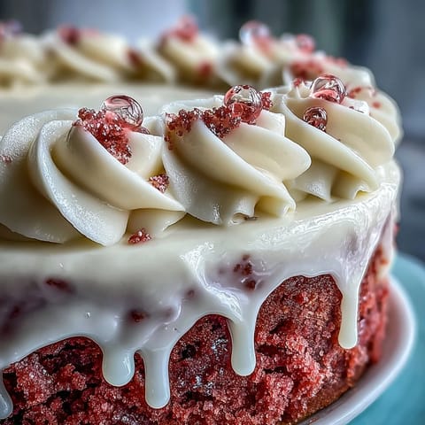 Elegant pink Bridal Shower Rosé Velvet Cake with shimmering edible gold drip.