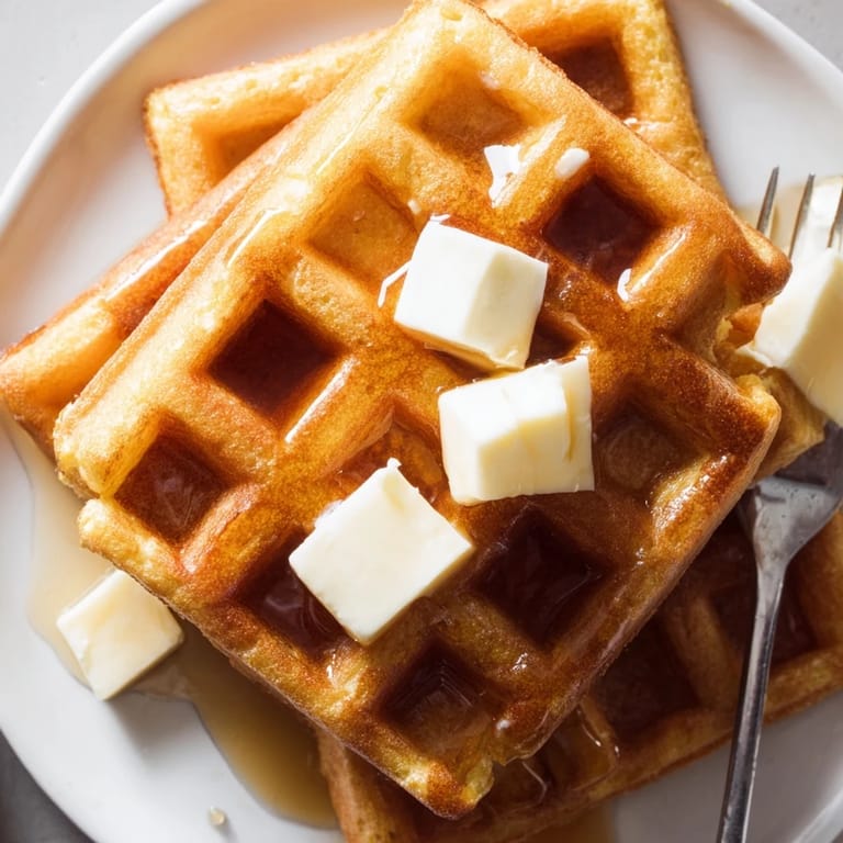 Perfectly cooked cornmeal waffles, golden and crunchy, ideal for brunch gatherings.