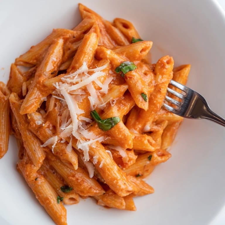A rich Creamy Tomato Basil Pasta dish, oozing with savory flavors and textures.  